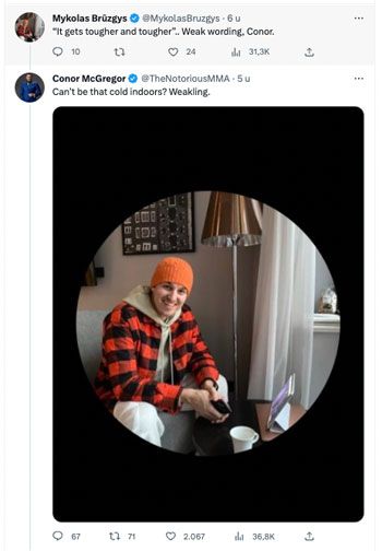 'Zwakkeling!' UFC-ster Conor McGregor zet kritische fan voor schut op social media