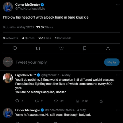 'Sla zijn kop eraf!' UFC-ster McGregor wil boksicoon Pacquiao vernietigen in boksen zonder handschoenen