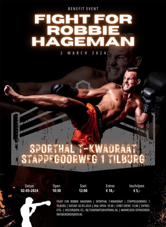 Vechtsportwereld steunt Robbie Hageman in zijn strijd tegen ziekte: 'benefiet gala'