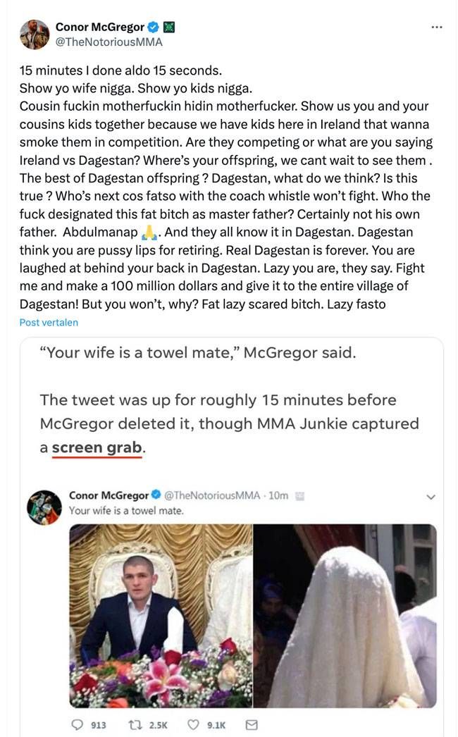 100 miljoen, eer en haat: McGregor daagt rivaal Khabib op brute wijze uit