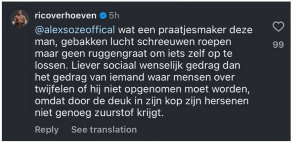 Rico Verhoeven woest op Alex Soze