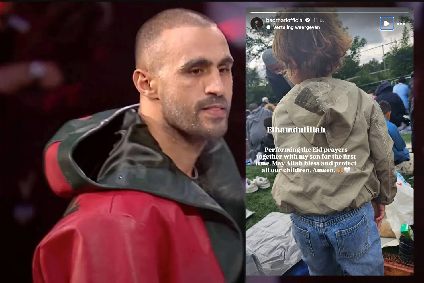 Badr Hari doet offerfeest gebed met zoontje