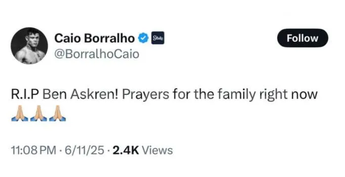 Schokgolf na RIP bericht over UFC vechter Ben Askren - fans in verwarring