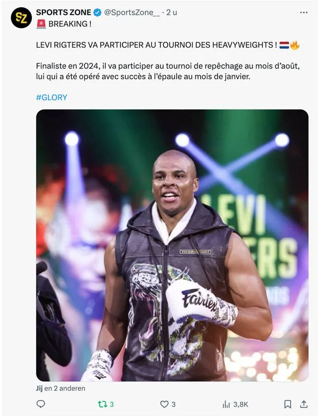 Glory zwaargewicht toernooi: Rigters pakt wildcard