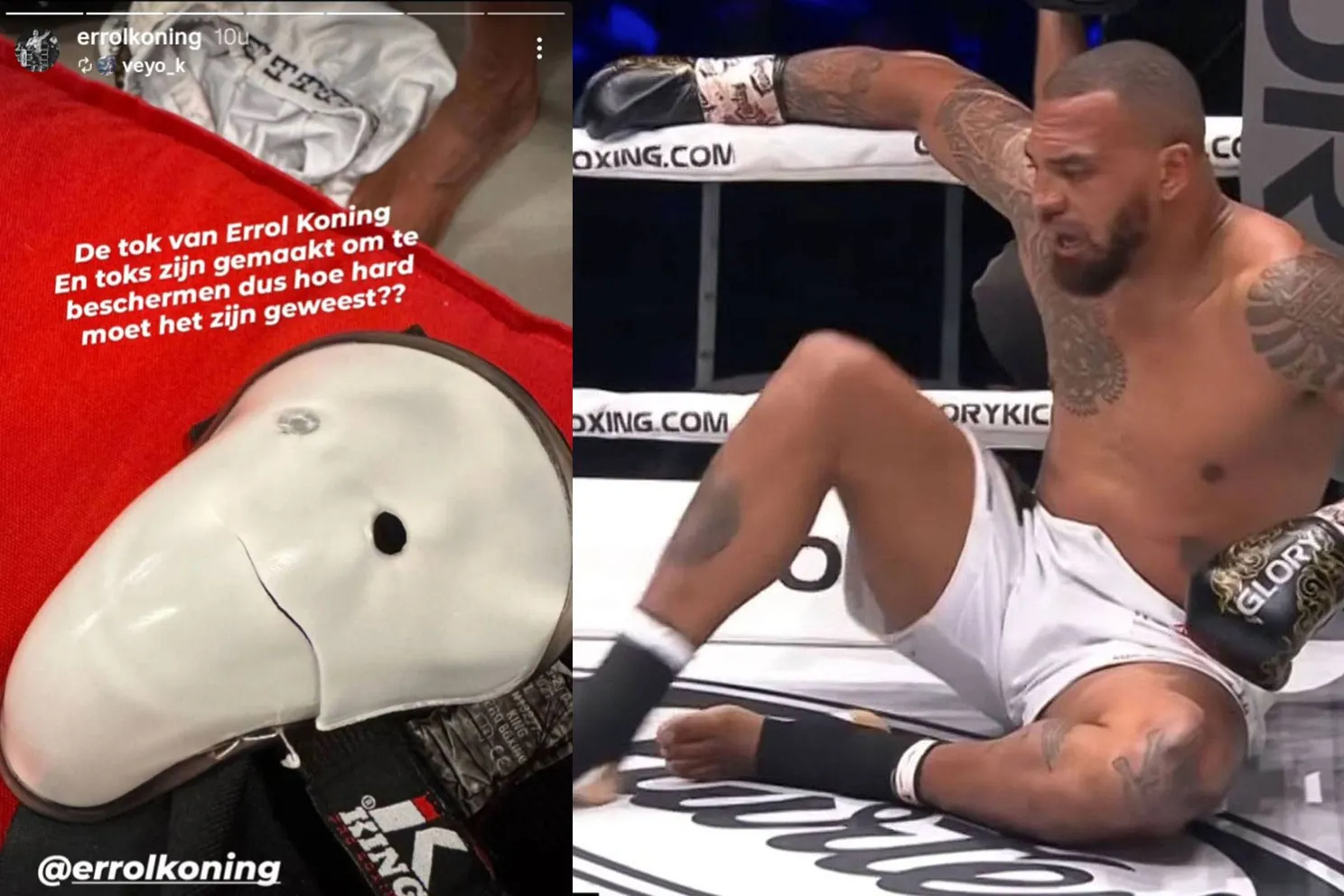 Errol Koning vocht door na kapotte kruisbeschermer bij Glory 103