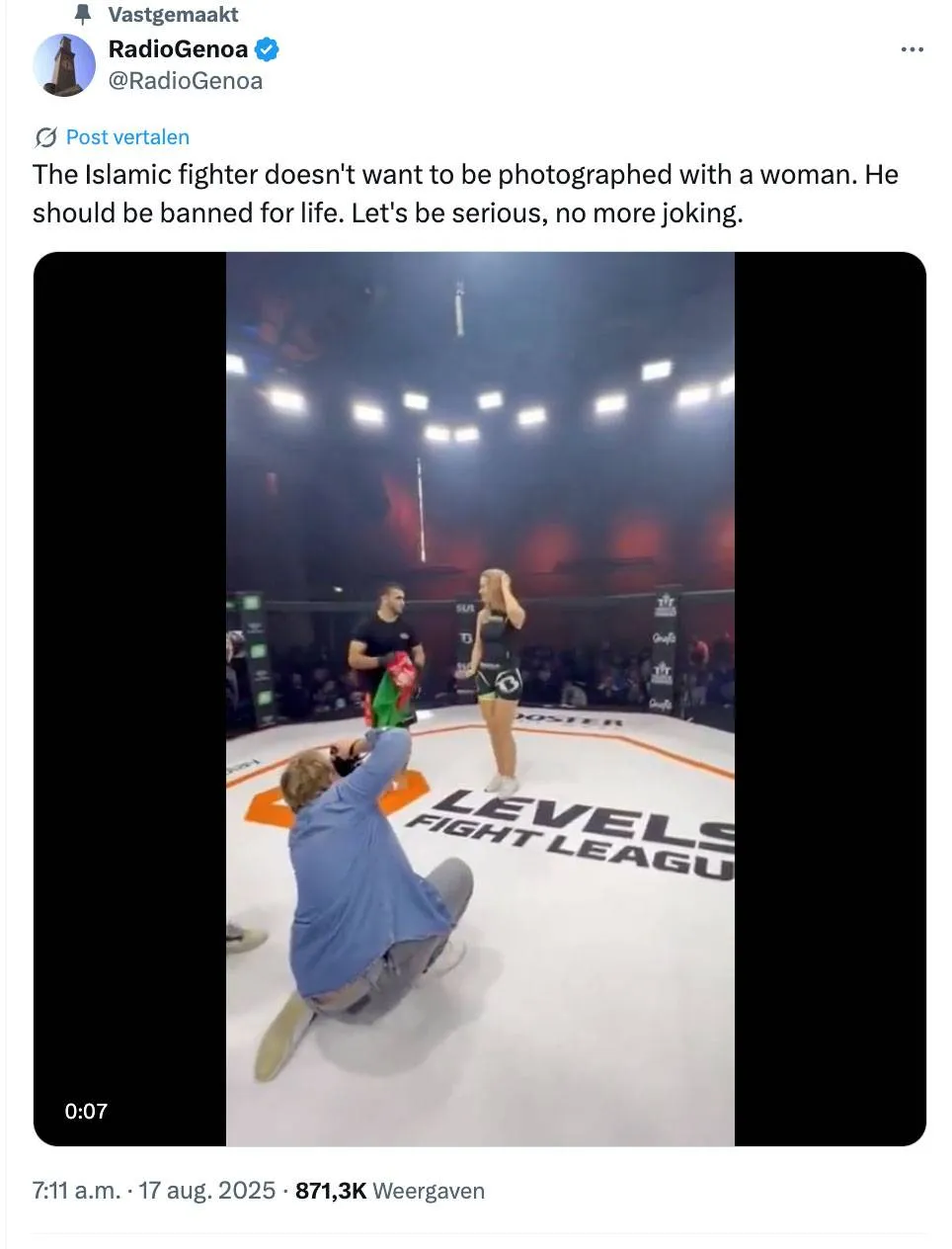 Radio Genoa valt Nederlandse MMA-vechter aan en zorgt voor rel