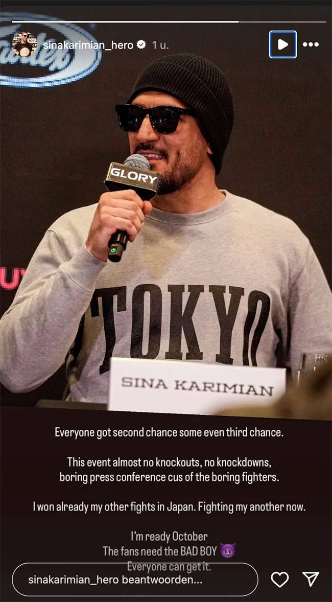 Kickboks BadBoy Karimian haalt uit na slap Glory 103-event: 'Laat mij het oplossen'