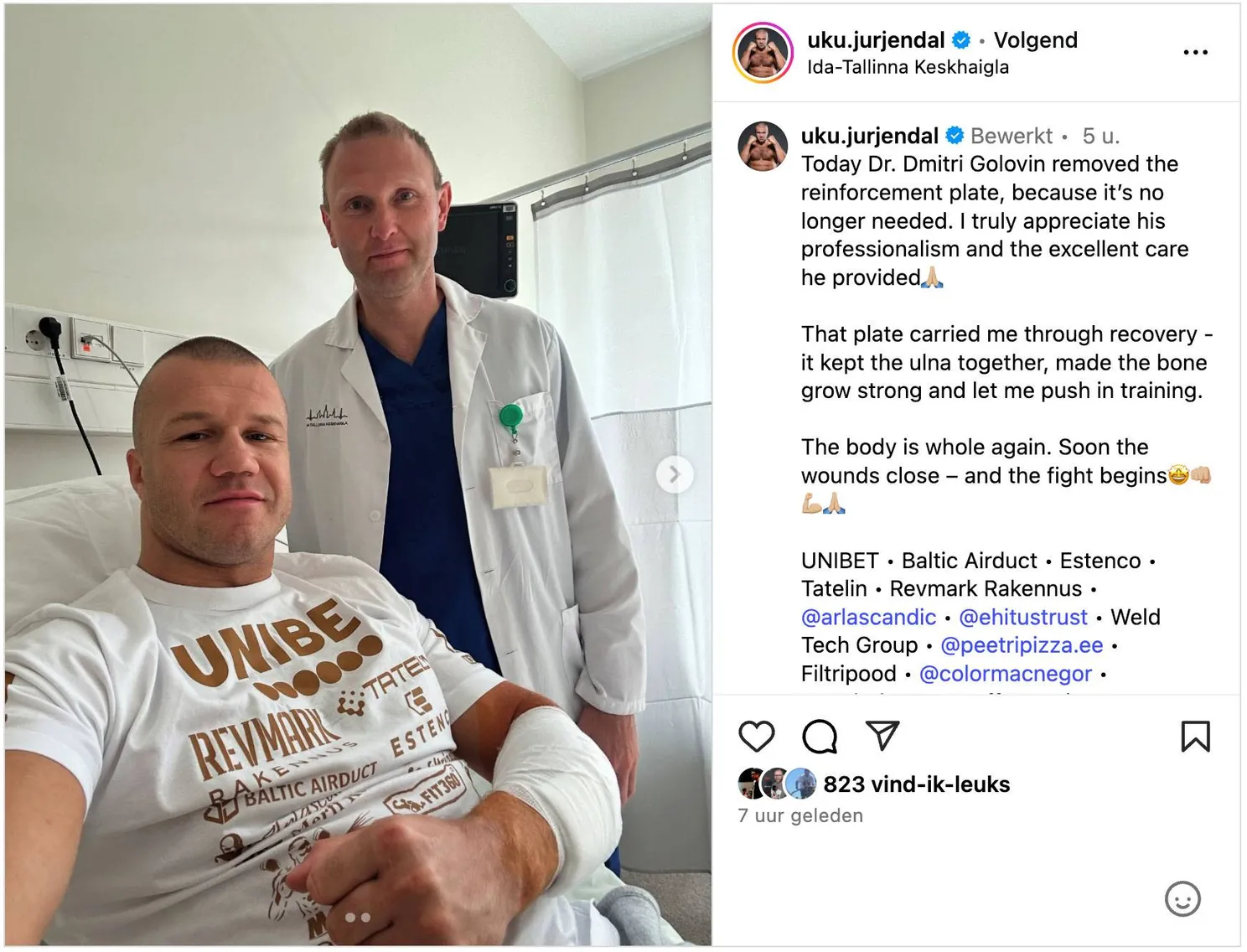 Groot nieuws uit ziekenhuis: Uku Jurjendal kondigt comeback aan