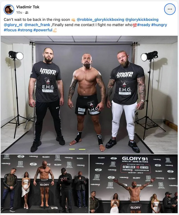 Vladimir Tok smeekt Glory Kickboxing om een comeback in de ring