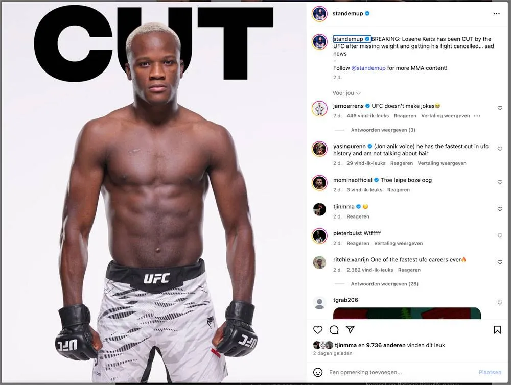 Losene Keita ontslaggeruchten niet waar – UFC geeft hem nieuwe kans