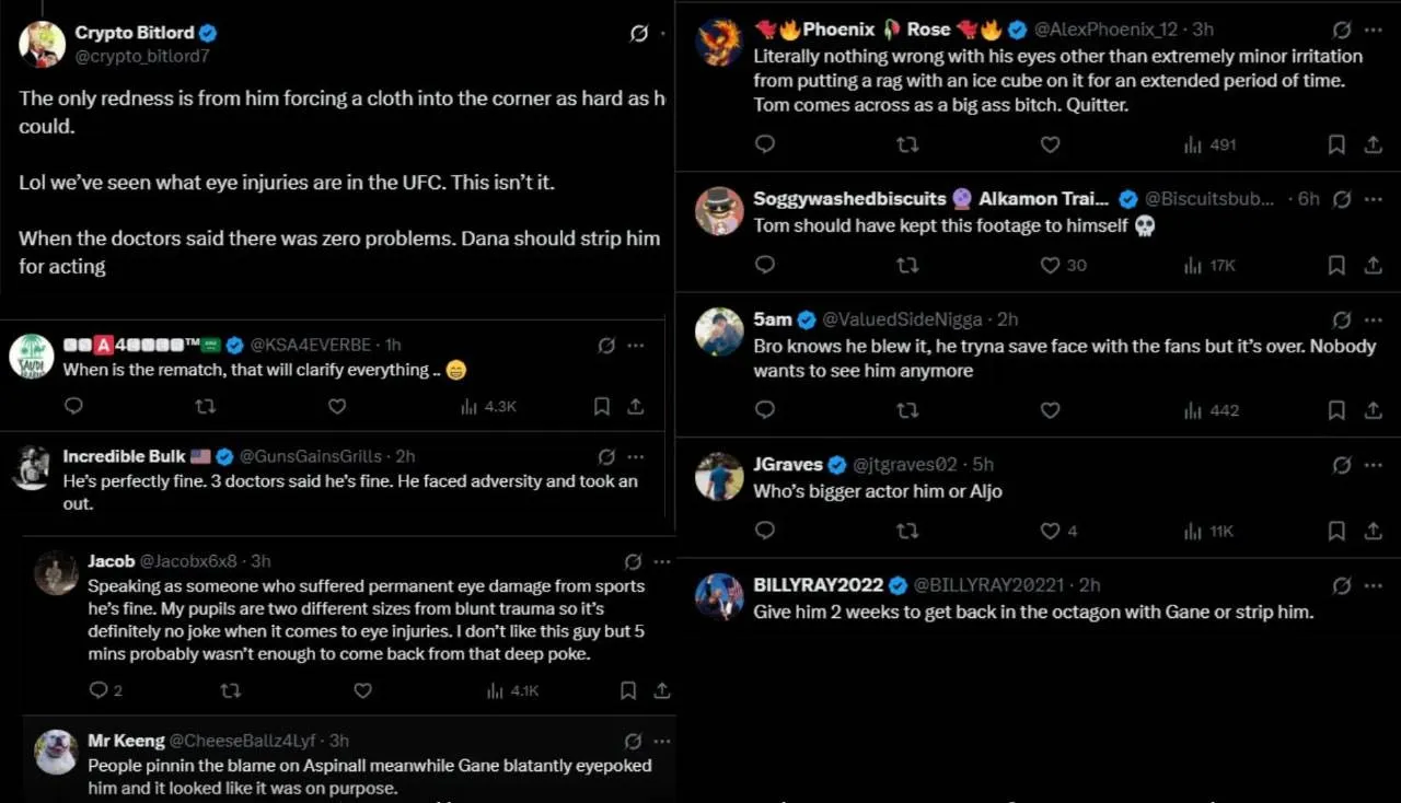 Tom Aspinall beschuldigd van acteren na oogprik!