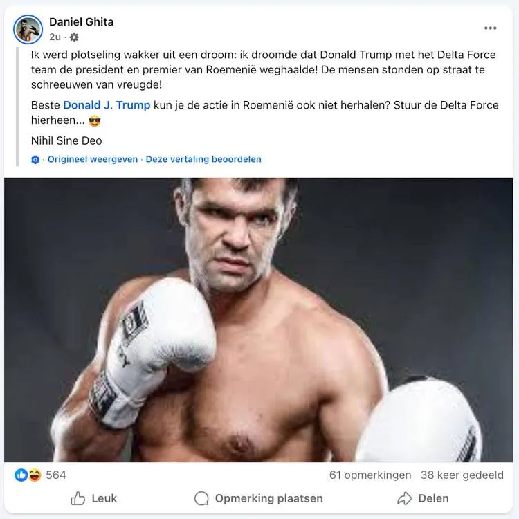 'Trump, arresteer ook de ónze' – Ex-Glory zwaargewicht Ghita roept op tot harde actie