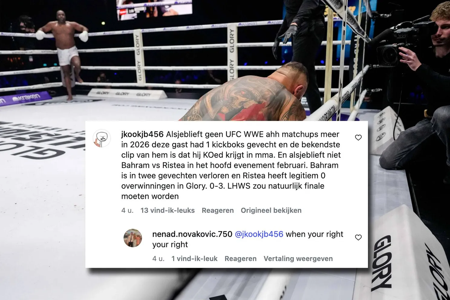 ‘Geen UFC-WWE-onzin meer’ – Glory-kickboksfans trekken grens voor 2026