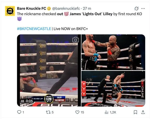 James Lilley slaat Yannick van Dinther knock-out BKFC New Castle