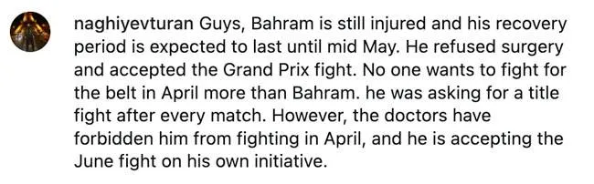 Bahram Rajabzadeh keert terug in de Glory ring - “Geen operatie, wel vechten”