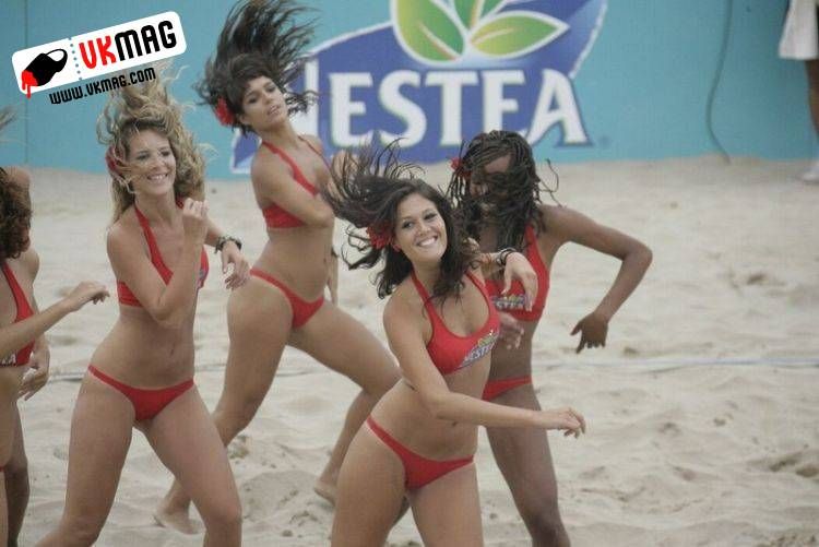 Sexy beach volleyball cheerleaders