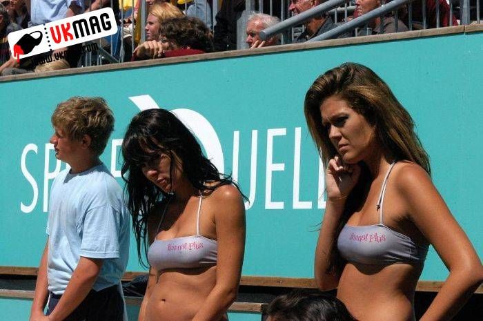 Sexy beach volleyball cheerleaders