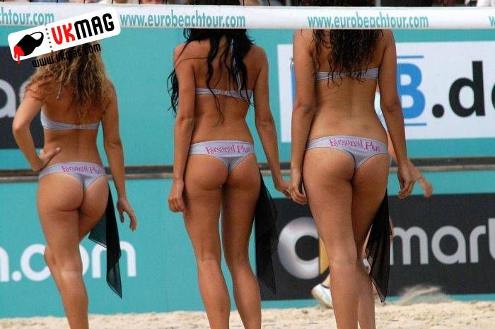 Sexy beach volleyball cheerleaders
