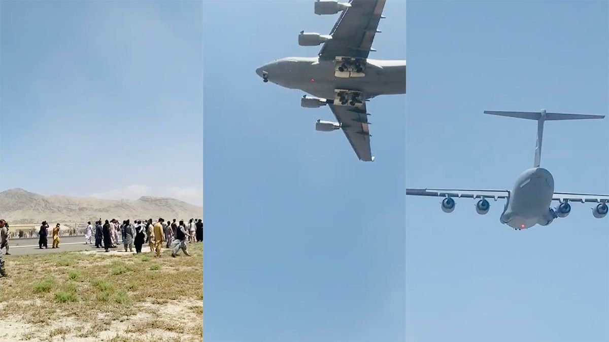 Ondertussen in Afghanistan: Mensen houden zich nog steeds vast aan landingsgestel