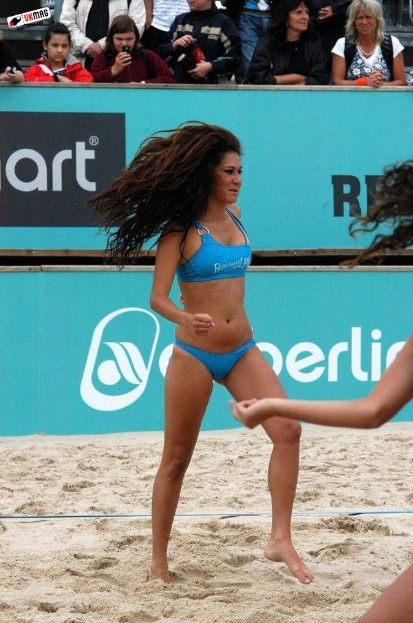 Sexy beach volleyball cheerleaders