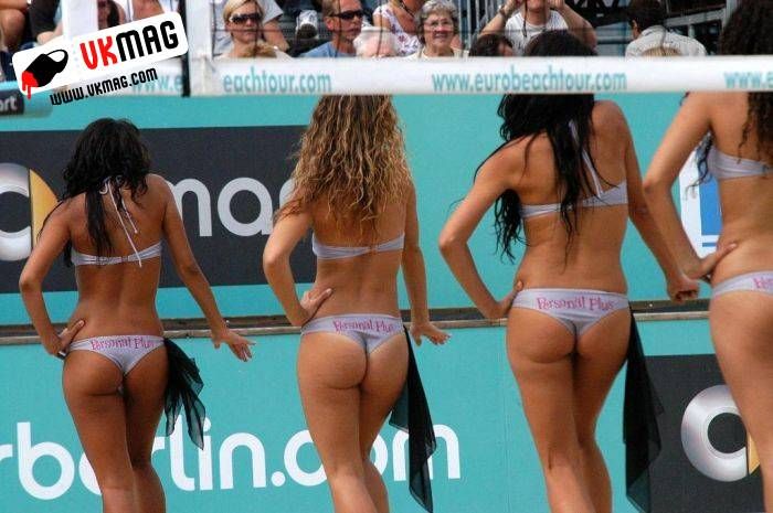 Sexy beach volleyball cheerleaders