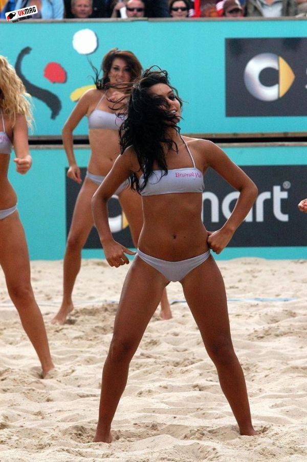 Sexy beach volleyball cheerleaders