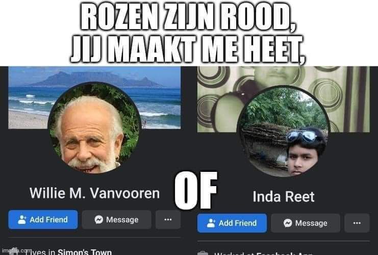 Om keihard te lachen: Rozen zijn rood, jij maakt me heet...
