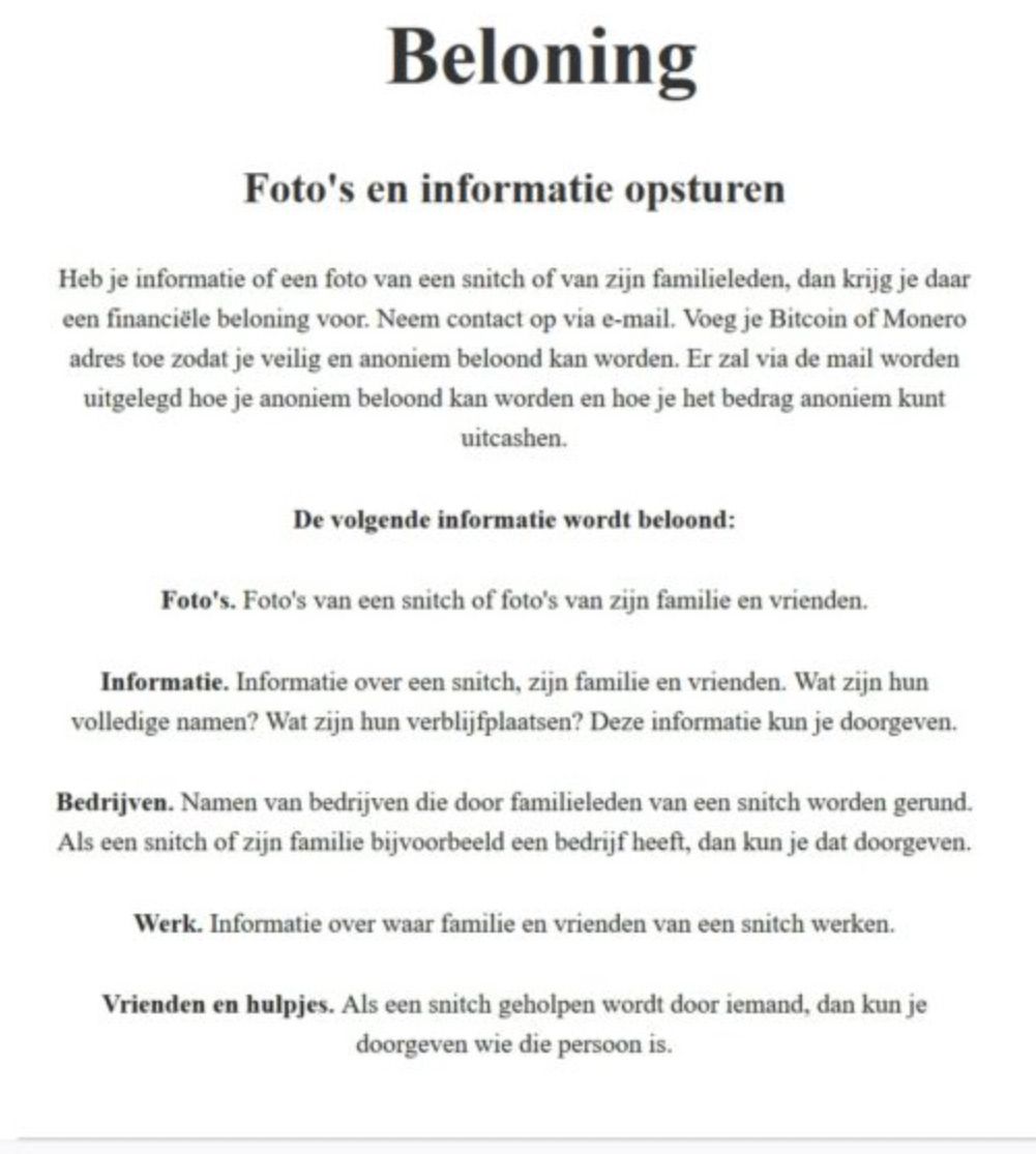 Criminelen hebben website gelanceerd om tegen betaling informatie over kroongetuigen te krijgen