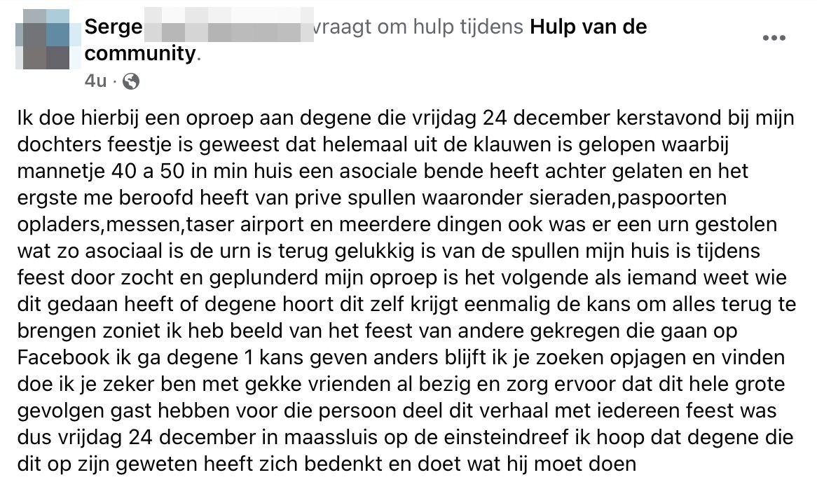 Feestje op kerstavond gigantisch uit de hand gelopen, zelfs een urn was gestolen