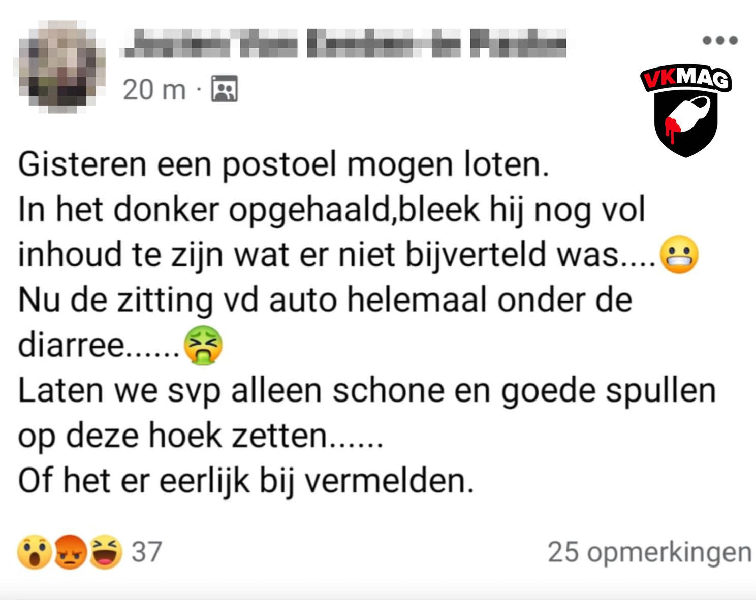 Iemand heeft een postoel op een Weggeefhoek aangeboden met volle inhoud