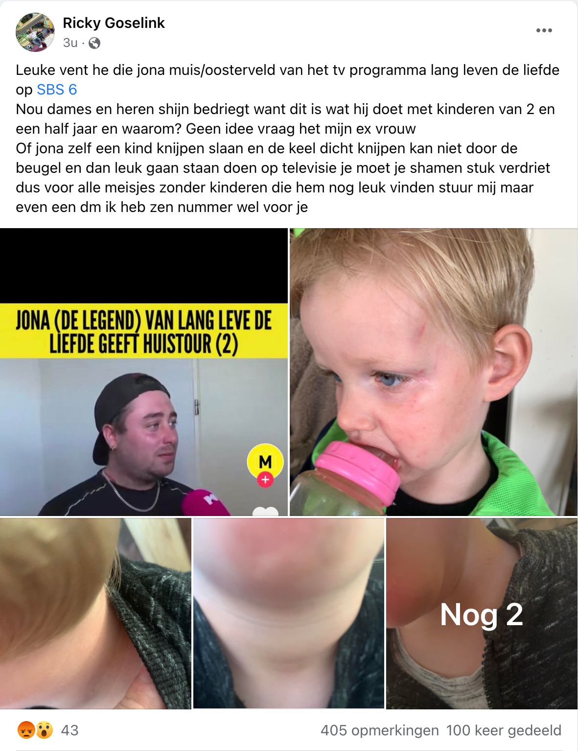 Jona van Lang Leve de Liefde beschuldigt van kindermishandeling