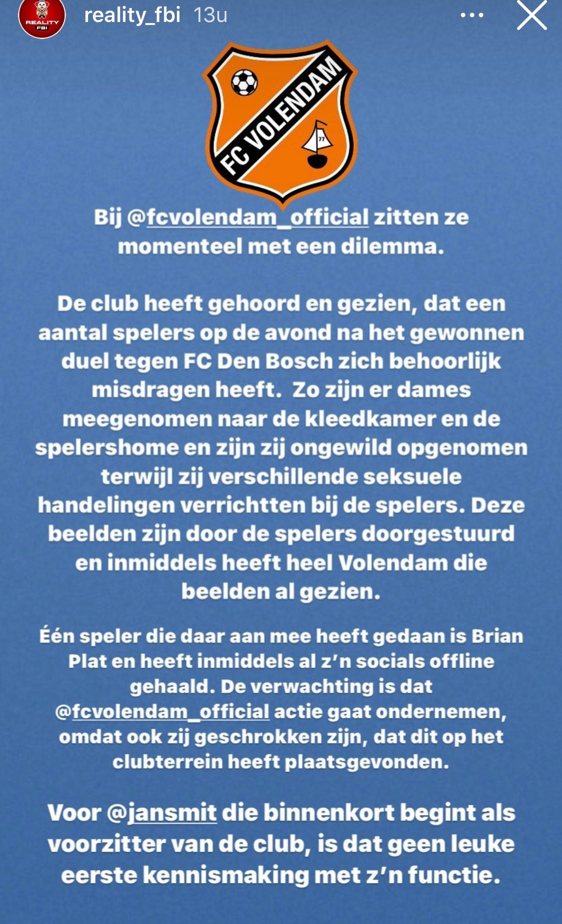 Beelden van vermeend seksschandaal in kleedkamer FC Volendam gaan hard rond op WhatsApp