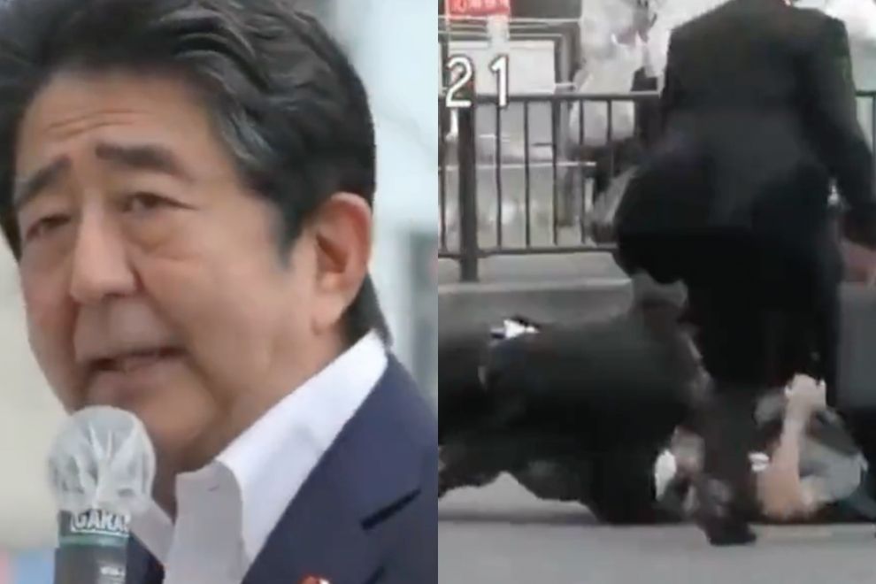 Beelden van aanslag op voormalige Japanse minister-president Shinzo Abe