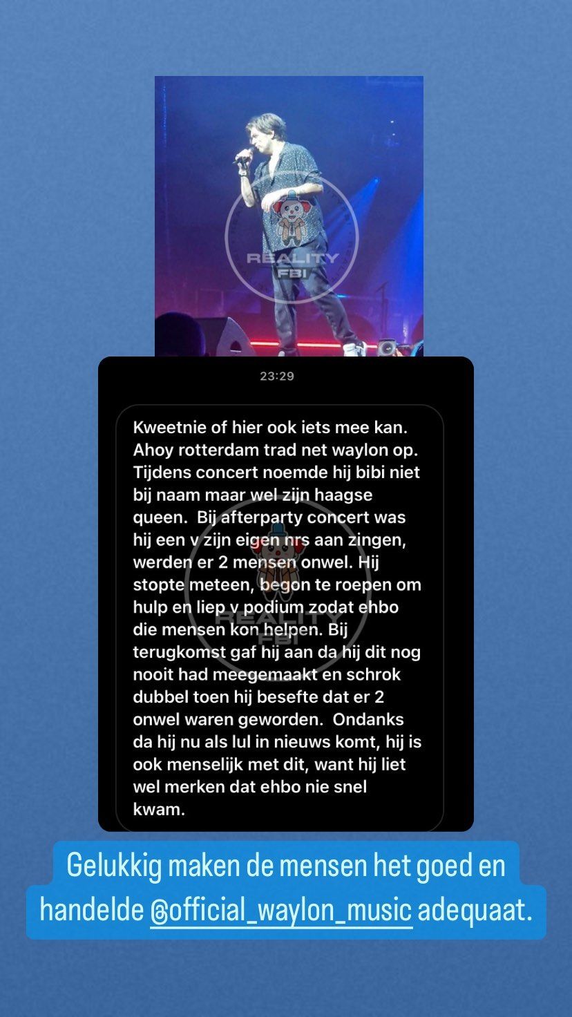 Zanger Waylon grijpt zelf in als twee mensen onwel zijn geworden bij optreden