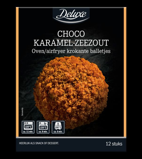 Chocola karamel-zeezout en witte chocola aardbeiensmaak bitterballen bij Lidl