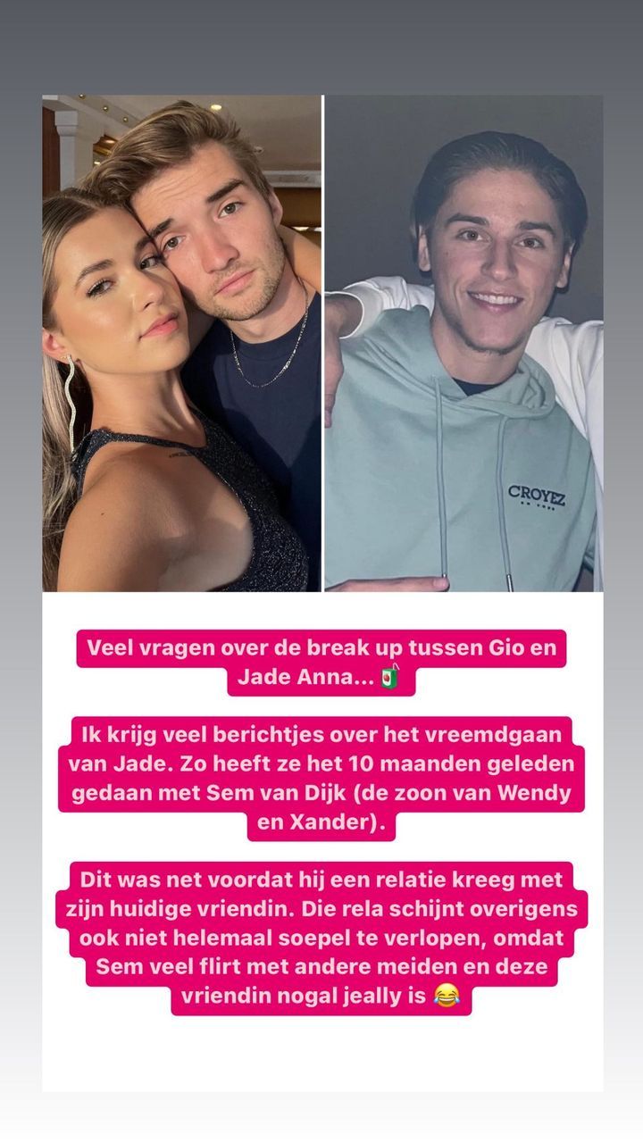 Jade Anna niet trouw aan Gio: Zou vreemd zijn gegaan met zoon van Wendy van Dijk