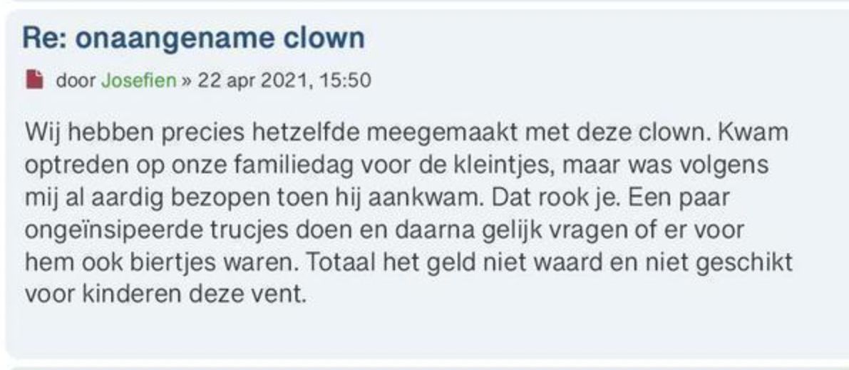 Dronken clown zorgt voor bizarre dag op basisschool