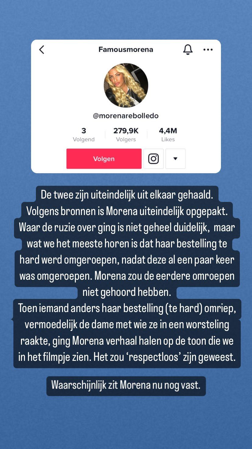 Tik Tok-ster Morena heeft ruzie in frietzaak en deelt klap uit