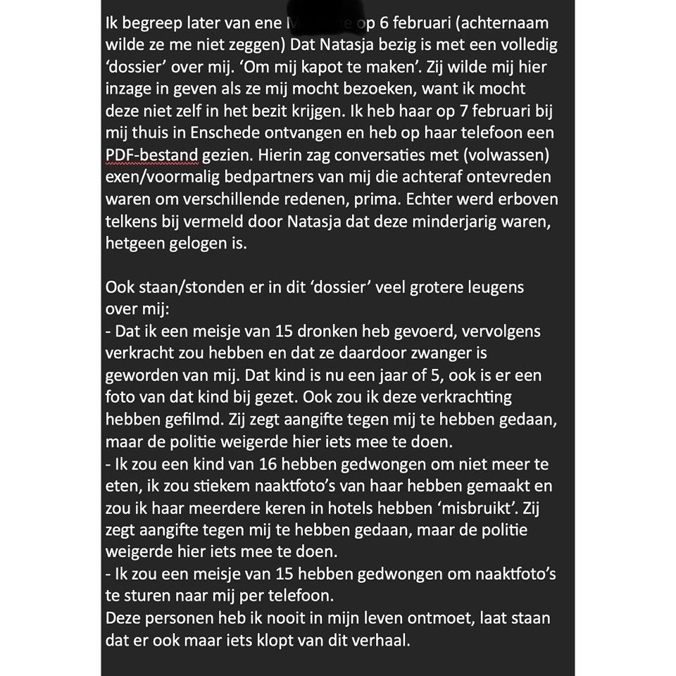 Dennis Schouten gaat aangifte doen tegen ex-vriendin wegens smaad en laster