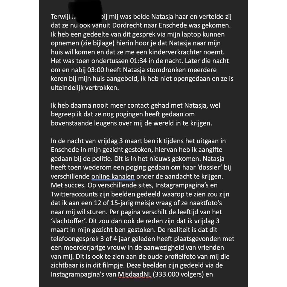 Dennis Schouten gaat aangifte doen tegen ex-vriendin wegens smaad en laster