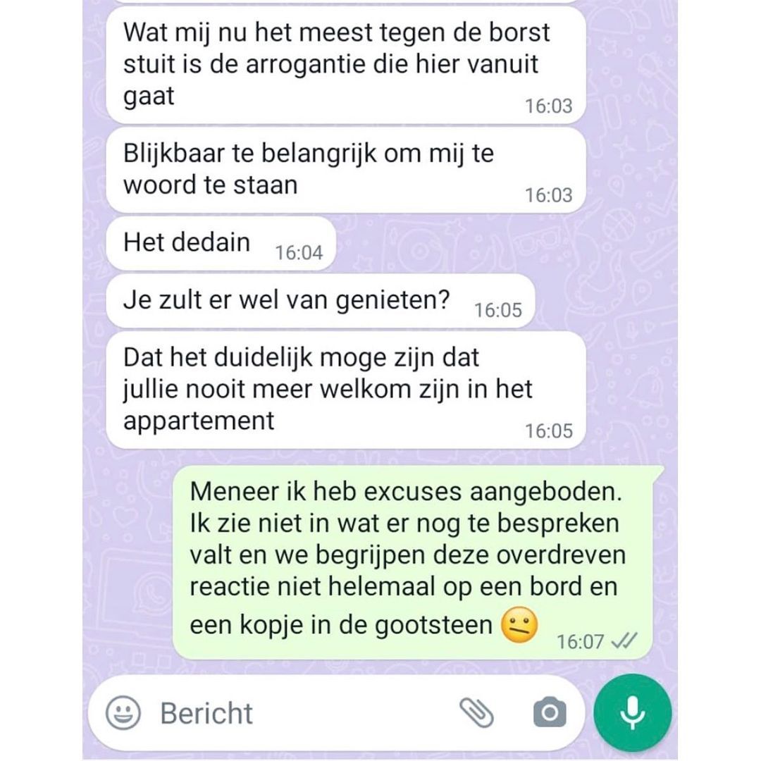 Airbnb-host helemaal door het lint wegens kop en schotel in de wasbak