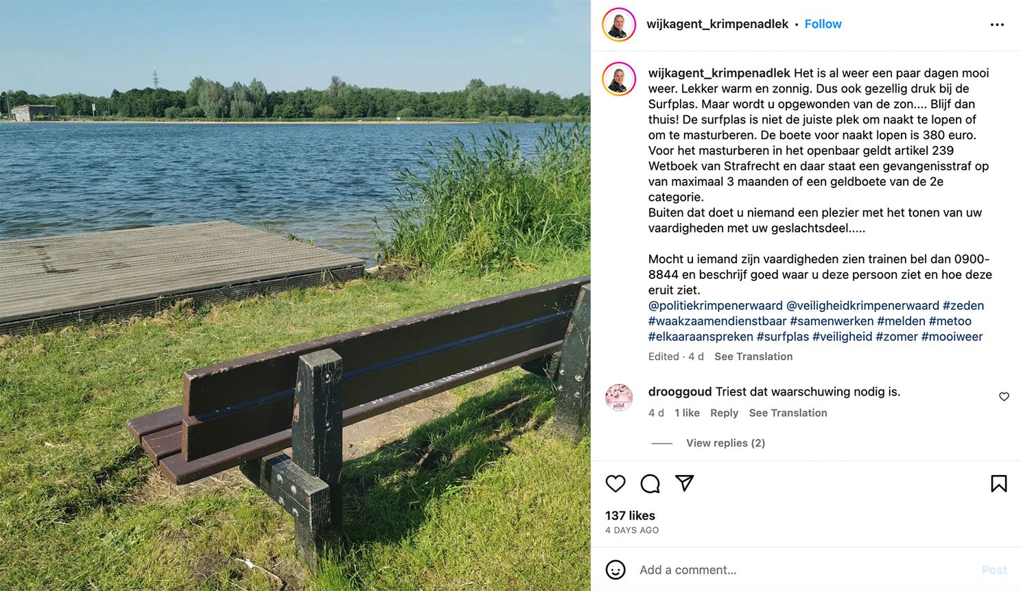 Agent waarschuwt om kleren aan te houden en geen druk van de ketel te halen op openbare plaats