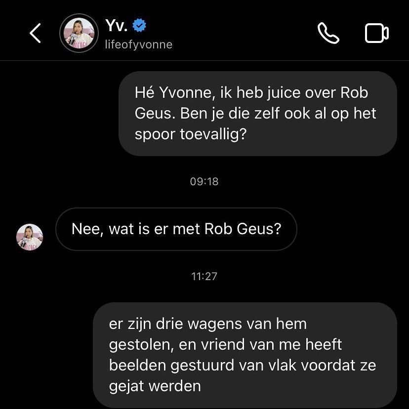 Als je juice hebt over gestolen voertuigen van Rob Geus en dus Yvonne Coldeweijer benaderd