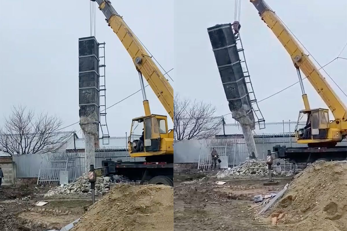 Oeps, onguur ongeluk: Kraan kiepert om tijdens klus