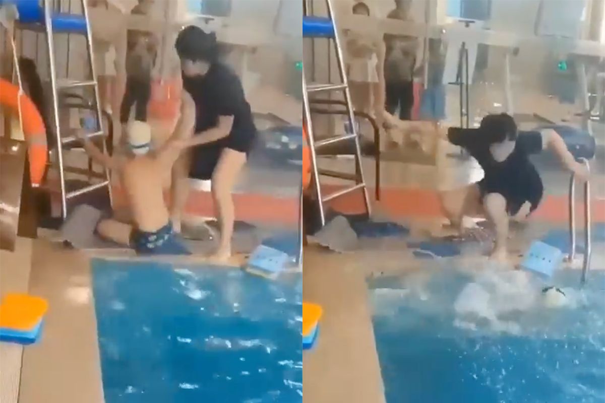 Badjuf hanteert wel hele gewelddadige wijze om kind te leren zwemmen