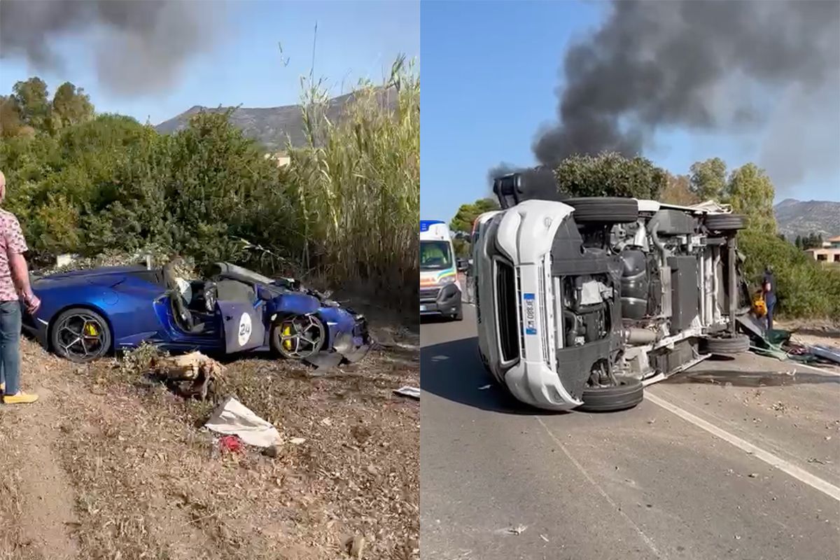 thumb db bizar ongeluk in san giovanni suergiu waar supercar op camper knalt