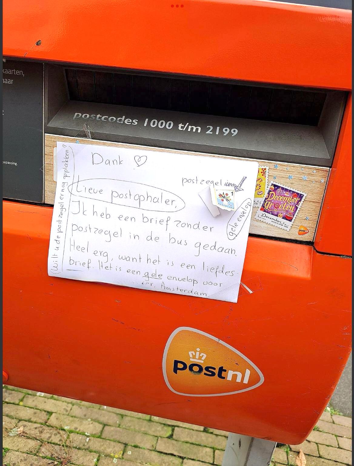 Hopelijk heeft postbode enige juiste gedaan met liefdesbrief zonder postzegel