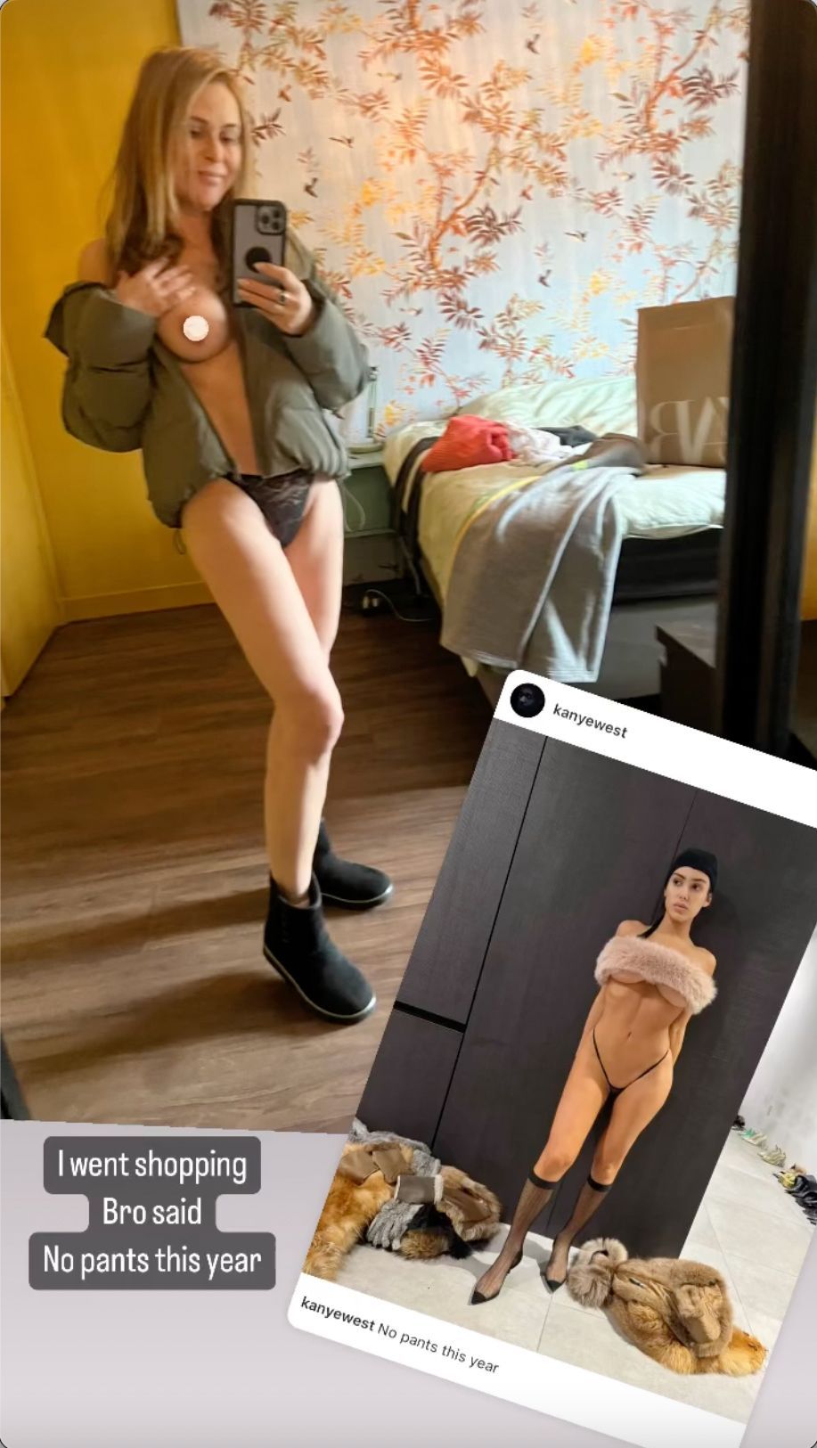 Heleen van Royen neemt advies Ye West aan en maakt ook spicy foto zonder broek
