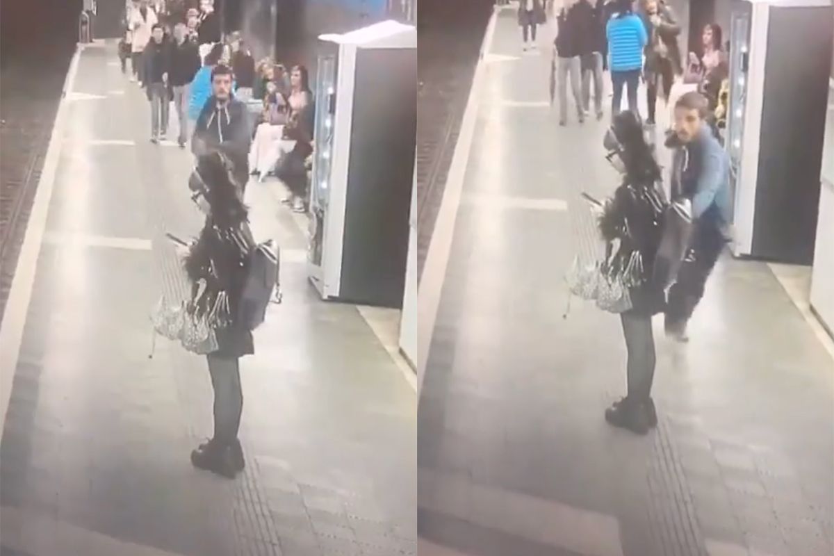 thumb vk man op metrostation in barcelona valt zonder reden vrouwen aan een vrouw tegen grond geslagen