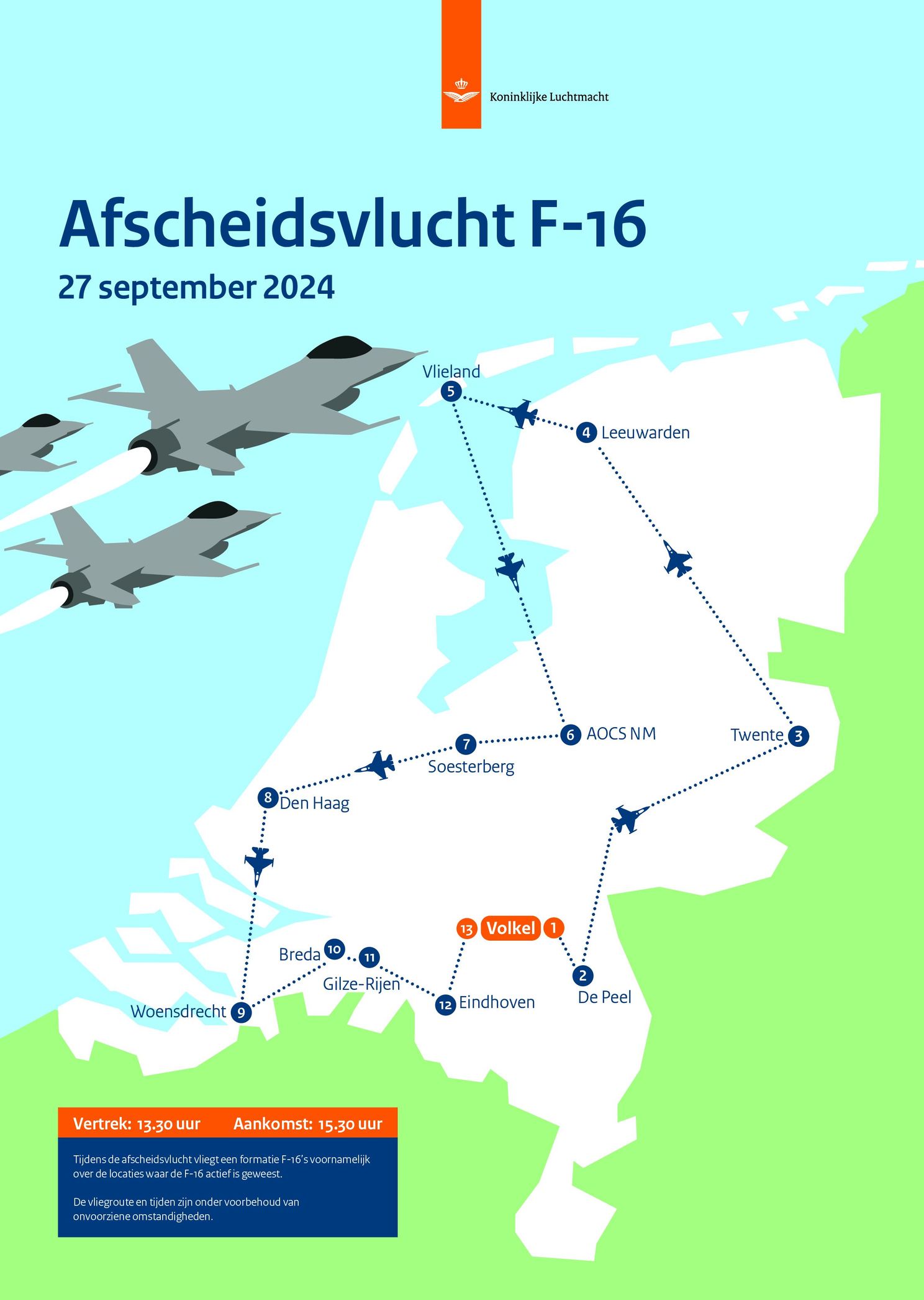 Livestream afscheidsceremonie F-16: Formatie doet vandaag afscheidsronde boven Nederland